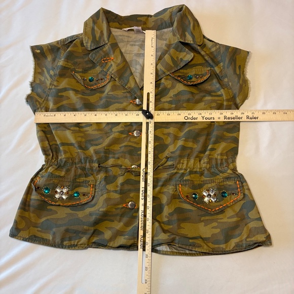 Victoria’s Secret RARE Camo Military Jacket Vest with Rhinestones Size L - Picture 3 of 12